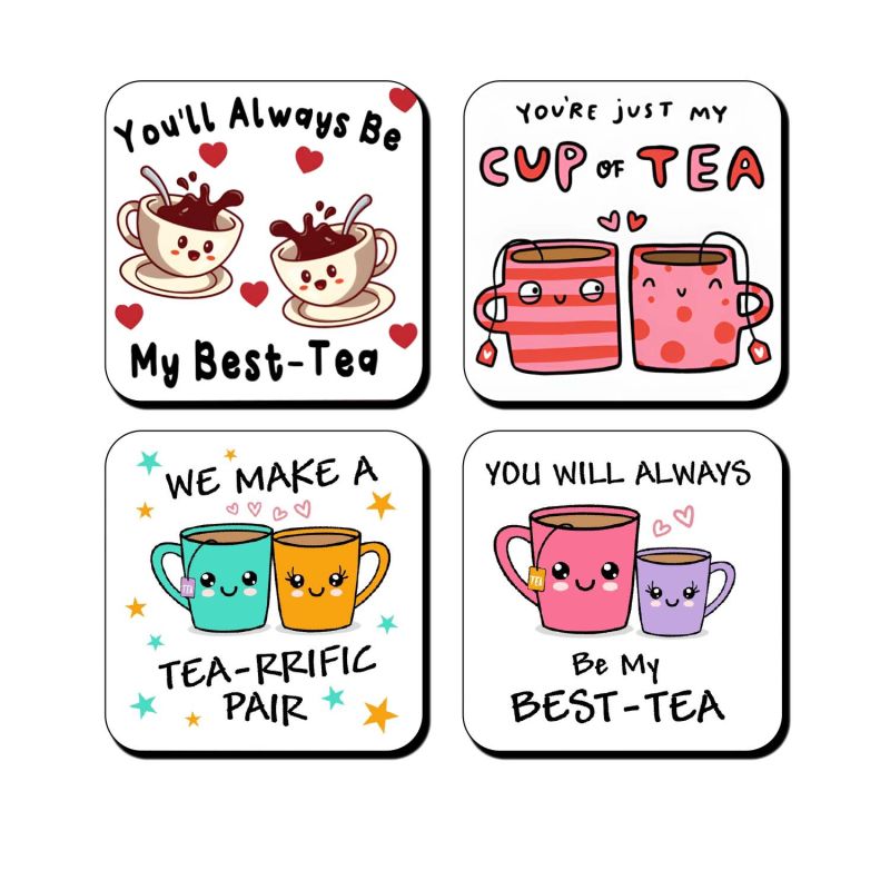 Set of 4 Wooden Coaster You Will Always Be My Best Tea Quote Printed Coaster fit for Tea Cups, Coffee Mugs and Glasses